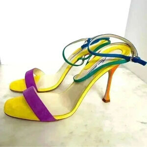Brian Atwood Multicolor Suede Sandals Size 41